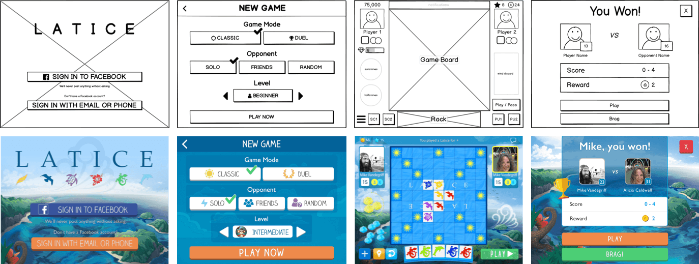 Latice MVP wireframes and designs